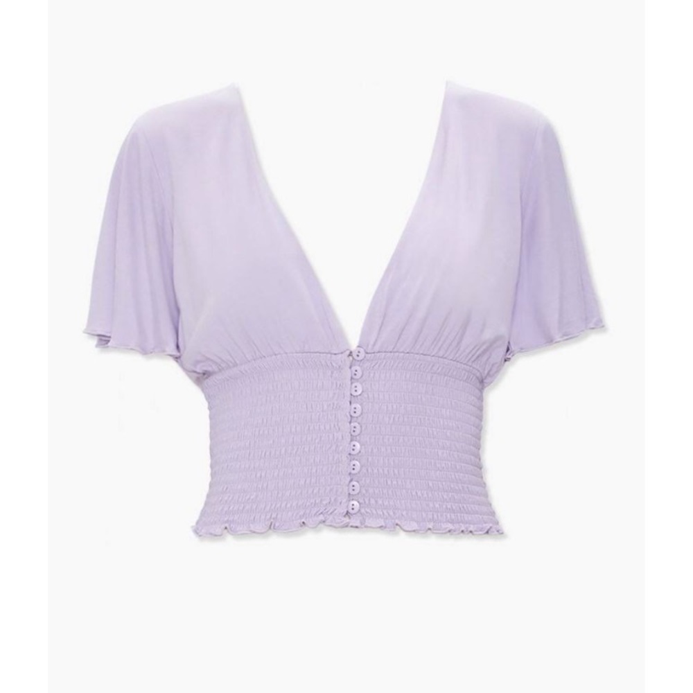Lilac Smocked Button-Front Top - Picture 2 of 10